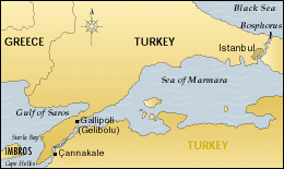 Map: The strategic significance of the Dardanelles.